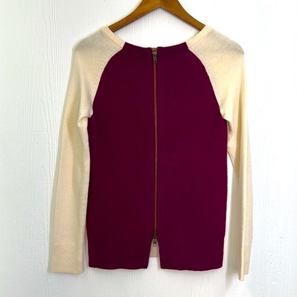 Neiman Marcus - 100% Cashmere Color Blocked Zipper Back Crewneck Sweater XS - Picture 8 of 10